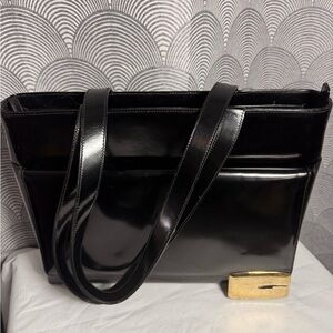Gucci Classic Black Leather Tote Bag